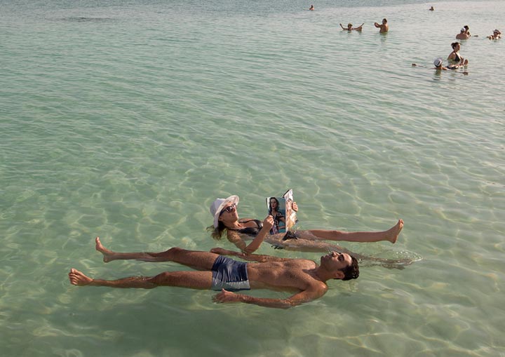Floating in the Dead Sea.