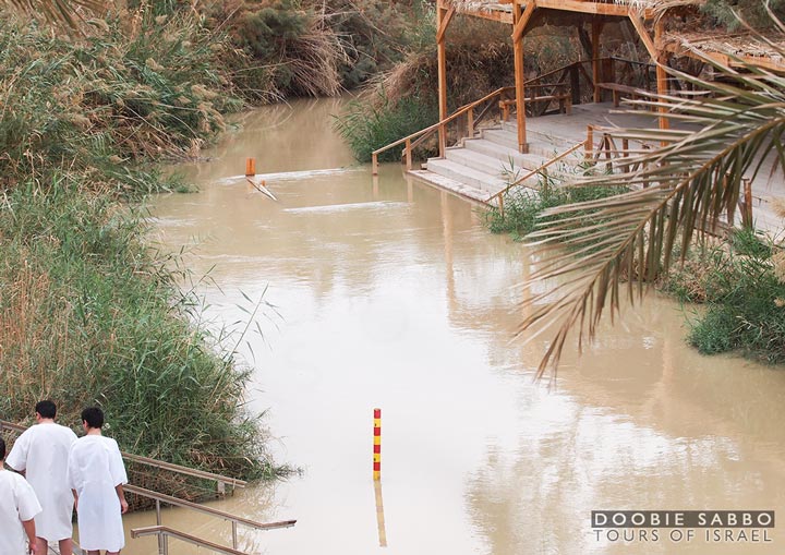 About to be baptized at the Jordan River.